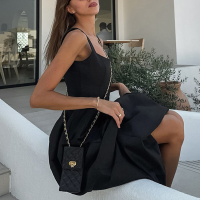 Custom summer dress | simple black dress | high waist slip dress