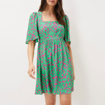 Custom new dress | balloon sleeve dress | printed split-neck dress