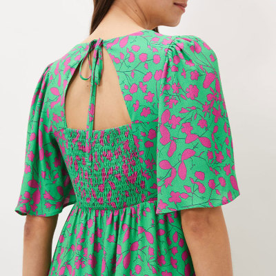 Custom new dress | balloon sleeve dress | printed split-neck dress