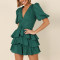 Custom new dress | satin dress | green puff sleeve mini dress