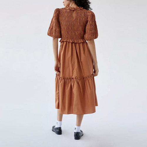 Custom new dress | Cotton dress | Brown dresses | Puff sleeve midi dresses | Vintage dresses