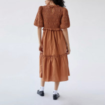 Custom new dress | cotton dress | brown puff sleeve midi dress