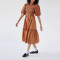 Custom new dress | cotton dress | brown puff sleeve midi dress