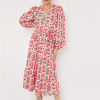 Custom new dress | floral print cross-front high-low midi dress | linen-cotton dress