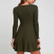 Custom olive green dresses | ribbed knitted dresses | long sleeves dresses