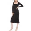 Custom women's sexy dresses | long sleeve ribbed dresses | knitted square neck long dresses