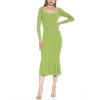 Custom women's sexy dresses | long sleeve ribbed dresses | knitted square neck long dresses