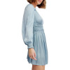 Custom new dress | acetate fabric dress | blue V-neck balloon sleeve mini dress