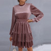 Custom new dress | flouncy dtiere hem dress | plush stretch velvet long sleeve mini dress
