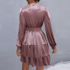 Custom new dress | flouncy dtiere hem dress | plush stretch velvet long sleeve mini dress