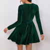 Custom new dress | long sleeve mini dress | stretch velvet A-line mini dress