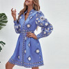 Custom new dress | cross front dress | blue printed cotton mini dress