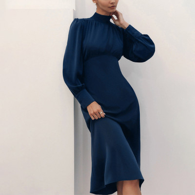 Custom fall new dresses | high neck long sleeve dresses | commuter temperament long dresses