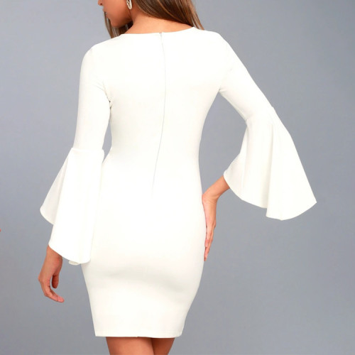 Custom white dresses | flounce sleeves dresses | bodycon dresses