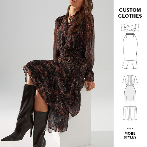 Custom chiffon dresses | long sleeve dresses | spring dresses | floral dresses.