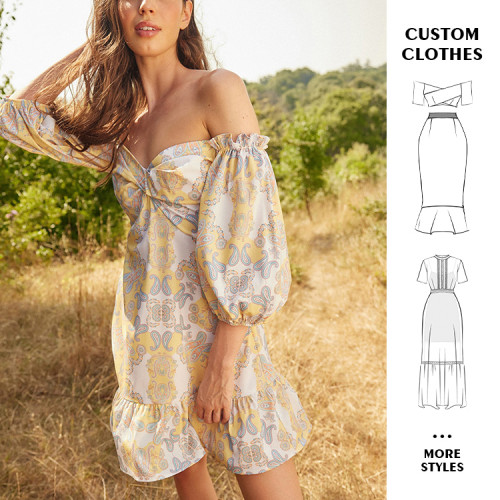 OEM dress | puff sleeves dresses | summer dresses | floral dresses | strapless dress