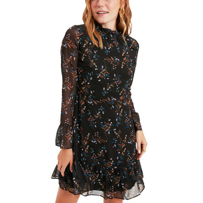 OEM dress | chiffon dresses | autumn long-sleeved dresses | floral dresses | double-deck dress