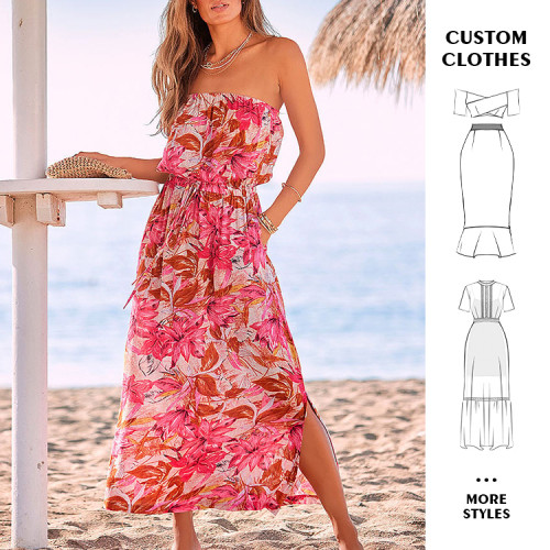 OEM dress | strappless dress | floral dress | summer dresses | beach dresses | chiffon dress