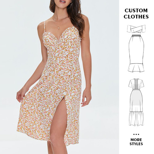 OEM dress | floral dress | strap dress | summer dresses | split dresses | sexy dress