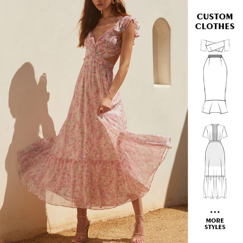 OEM dress | ruffle dress | floral dresses | summer dresses | maxi dresses | backless dress
