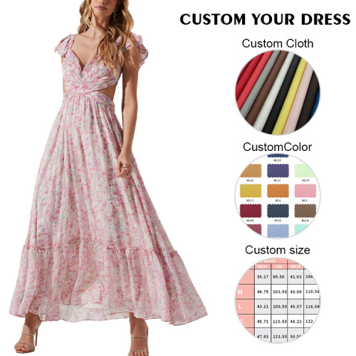 OEM dress | ruffle dress | floral dresses | summer dresses | maxi dresses | backless dress