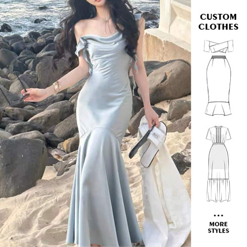 OEM dress | off shoulder dress | summer dress | high slit dresses | sumptuous dress | 2024 stylish