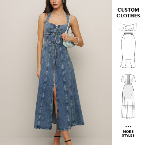 OEM dress |  denim dress | sexy dress| summer dresses | prom dresses | strap dress | slit dress