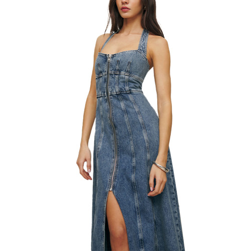 OEM dress |  denim dress | sexy dress| summer dresses | prom dresses | strap dress | slit dress