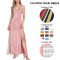 OEM dress | v-neck dress | split dresses | summer dresses | women long dresses | pink dress