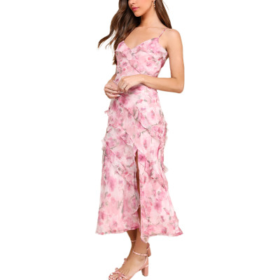 OEM dress | strap dress | pink dresses | floral dresses | sexy dresses | split dresses