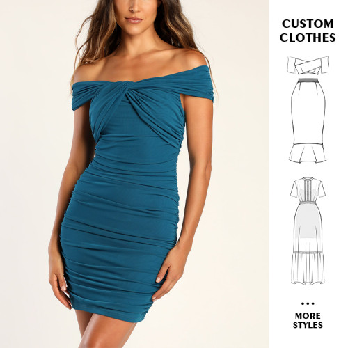 OEM dress | one shoulder dress | shorts dresses | wrap dresses | sexy dresses | blue dress