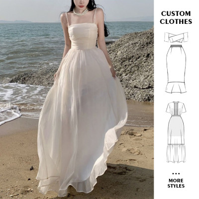 OEM dresses | Long white party dresses | Halter dress | High waisted dress | Birthday party dresses