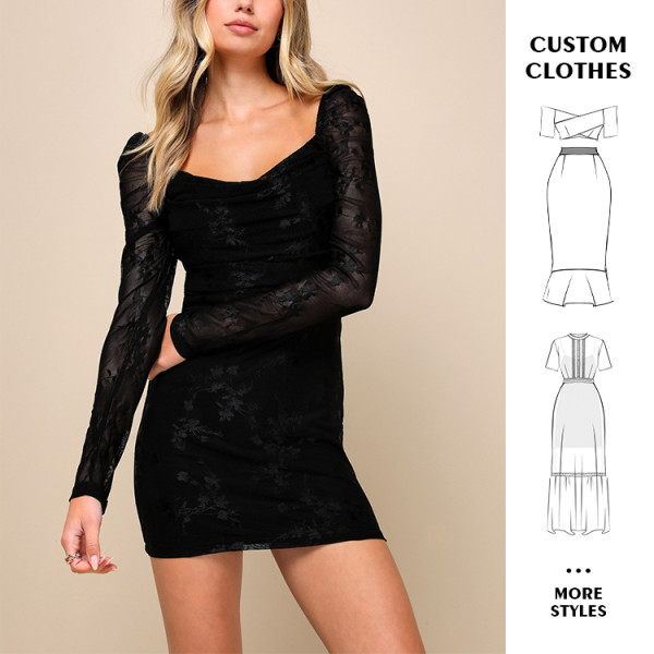 OEM dress | lace dress | long sleeve dresses | black dresses | women dresses | prom dress