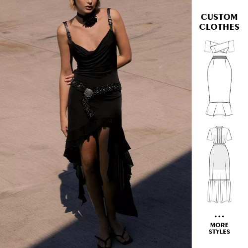 Custom dress | Women's dress | Black ruffled dress | Fashion dress | 2024 Latest dress | Party dress