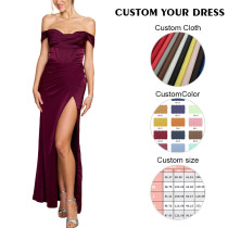 Custom dress | Pure color dress | One shoulder dresses | Sheath prom dress | Sexy prom dresses