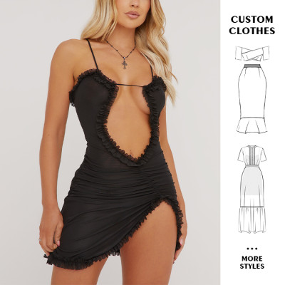 OEM dresses | Sexy dress | Black halter dress | Skinny baggy dress | Deep v dress | Skeleton dress