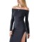 OEM dresses | Black dress | Long sleeve dress | Split dress | Sexy dresses | Fashion dress
