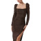 OEM dress | Brown dress | Split dress | Party dress | Glitter dress | Fashion dress | Elegant dress