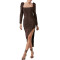 OEM dress | Brown dress | Split dress | Party dress | Glitter dress | Fashion dress | Elegant dress