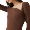 OEM dresses | Brown dress | Cotton dress | Long-sleeved dresses | Split dress | Minimalist dresses