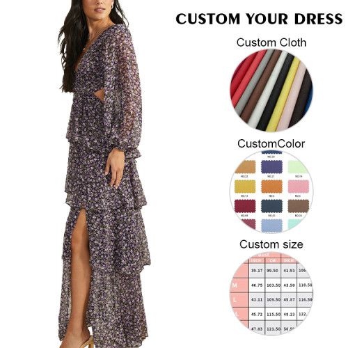 OEM dress | Deep v-neck dress | Floral dress | Purple dress | Backless dresses | Maxi dresses