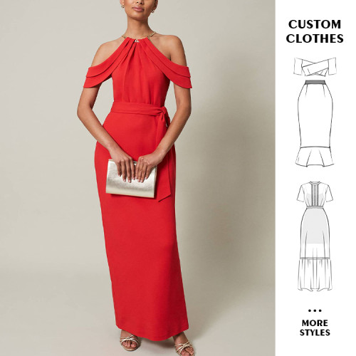 Custom dress | Professional dresses | Red dress | Neckless dress | Elegant dress | Versatile dresses