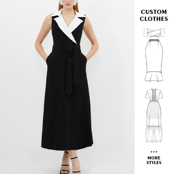 OEM dresses | Waist belt dress | sleeveless dresses | Business dresses | Black dresses