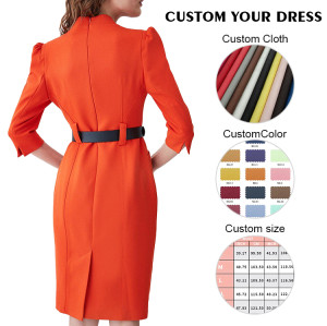 OEM dresses | Waist belt dress | Half-sleeve dress | Business dresses | Mid dresses