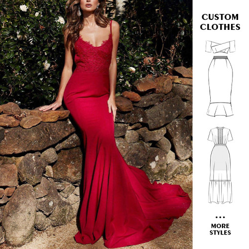 Custom dress | Red dresses | Maxi dress | Lace dresses | Prom dress | Elegant dress | Backless dress