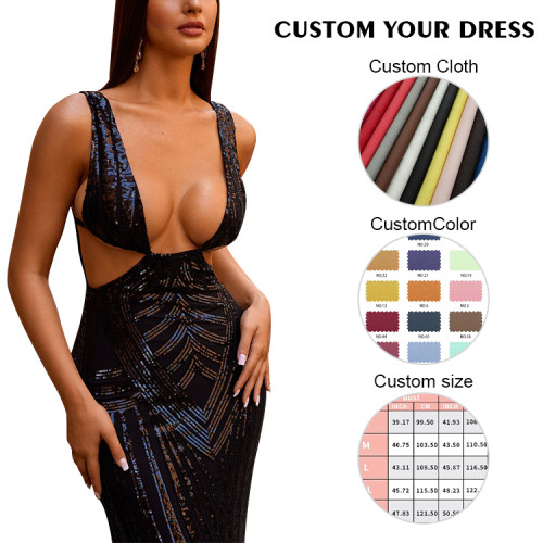 OEM dresses | Sexy dresses | Black dress | Beaded dresses | Gorgeous dresses | Low-cut dresses