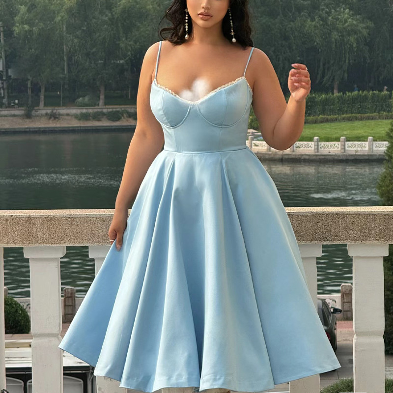 Custom blue plus size dress