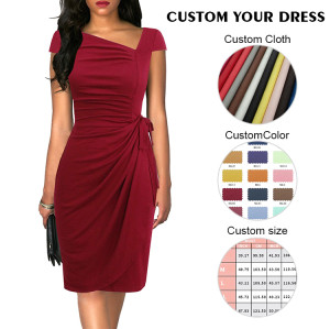 OEM dresses | Mid dress | Slim fit dresses | Elegant dresses | Black dresses | Wrap dress