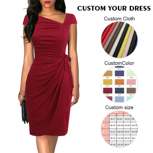 OEM dresses | Mid dress | Slim fit dresses | Elegant dresses | Black dresses | Wrap dress