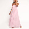 Clothing Factory | Pink strap maxi dress | High-waisted A-line dress | Beach vacation dress | Cotton